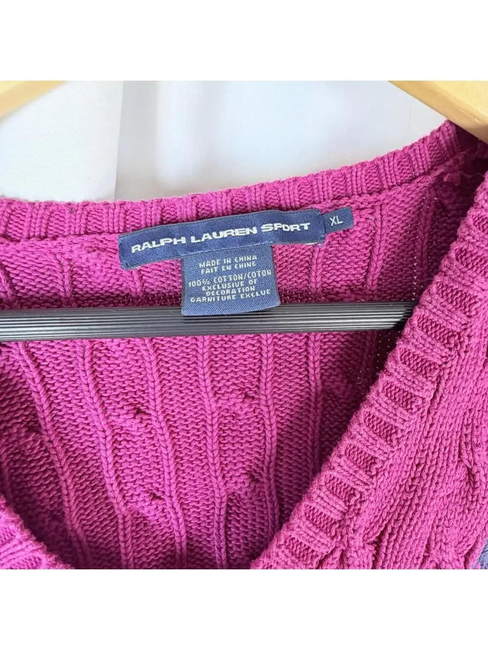 90's Ralph Lauren Sport Logo Cable Knit Sweater Jumper Women's Size XL